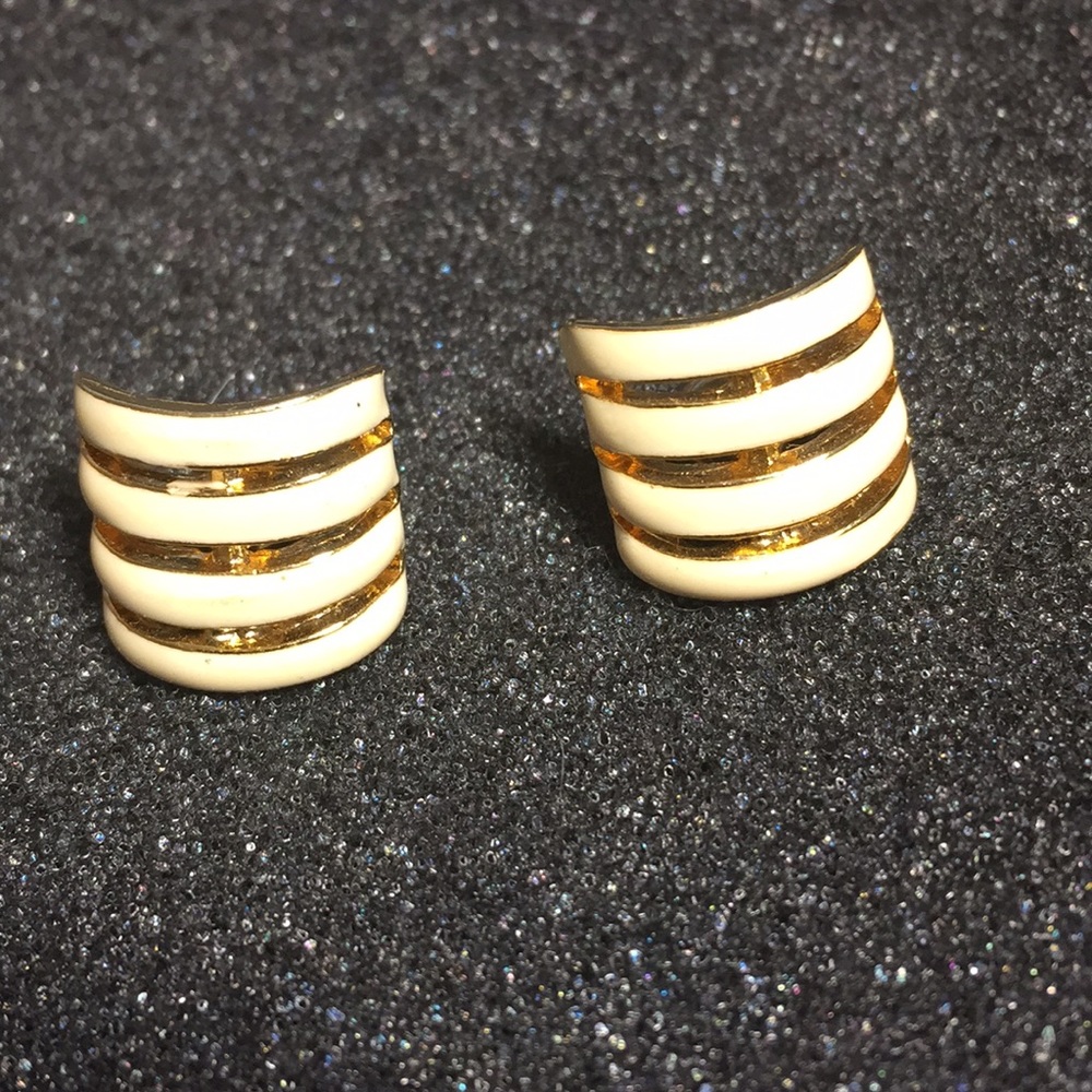 Vintage enamel and gold earrings